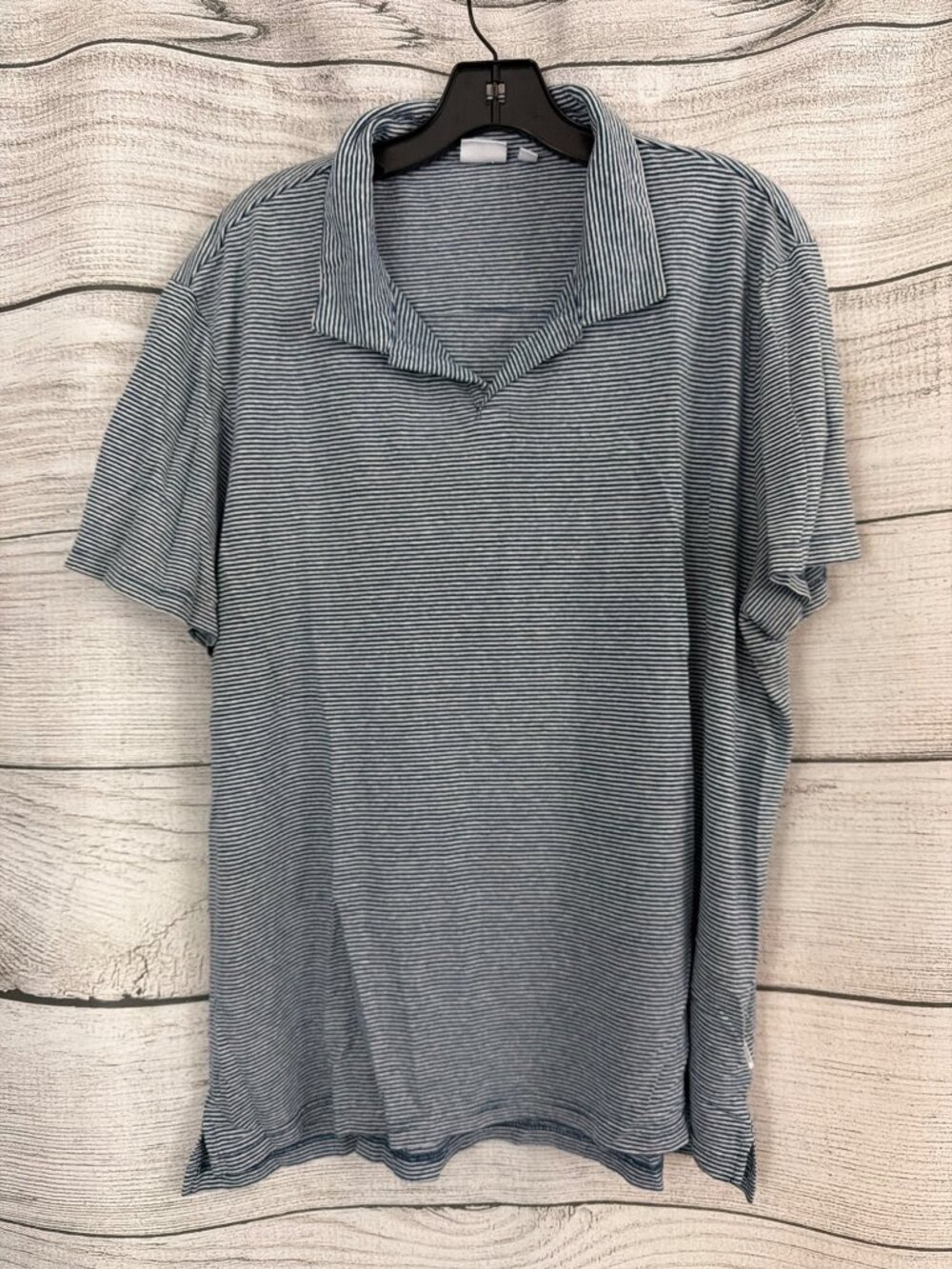 Mens Onia Blue & White Striped Short Sleeve Polo Shirt Size XXL